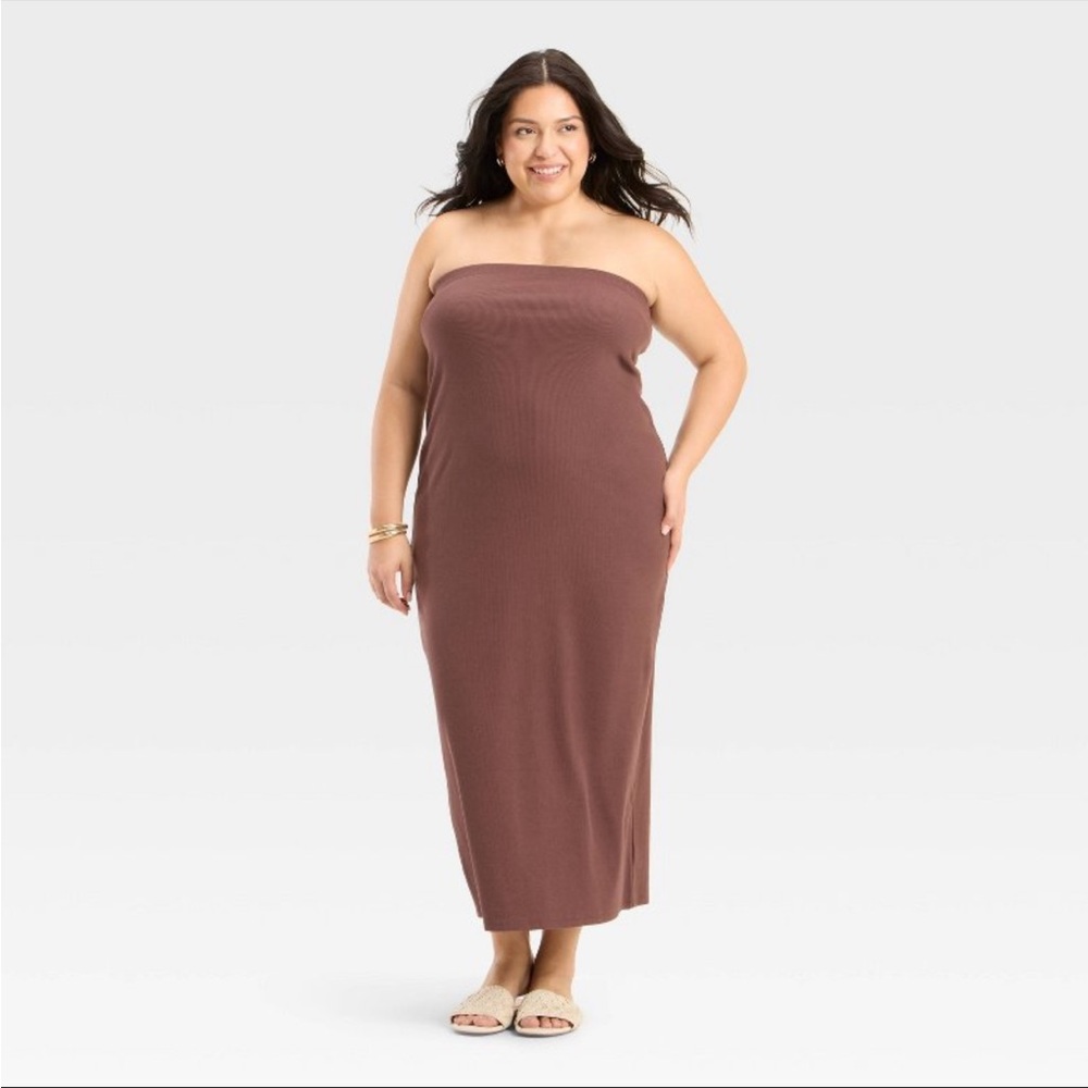 A New Day ribbed tube dress brown